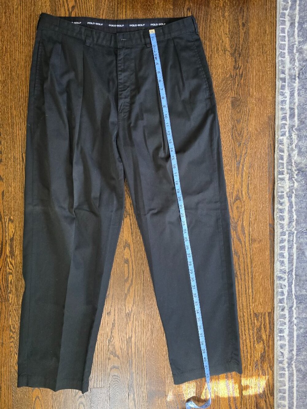 Polo Golf Ralph Lauren Mens Black Pleated Golf Pants 36x30 Crest Logo Cotton